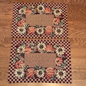 Set of 4 Autumn Fall Thanksgiving Tapestry Placemats with Pumpkins & Sunflowers